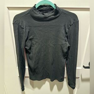 J.Crew Ribbed Mock Neck Top Black Long Sleeve Size Medium
